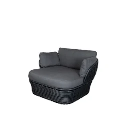 Fauteuil lounge Basket, Graphite grey, incl. coussins gris