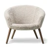 Fauteuil lounge Ditzel peau de mouton, Moonlight-noyer