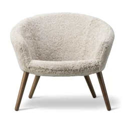 Fauteuil lounge Ditzel peau de mouton, Moonlight-noyer