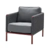 Fauteuil lounge Encore, Cane-Line airtouch bordeaux/Dark grey, incl. coussins