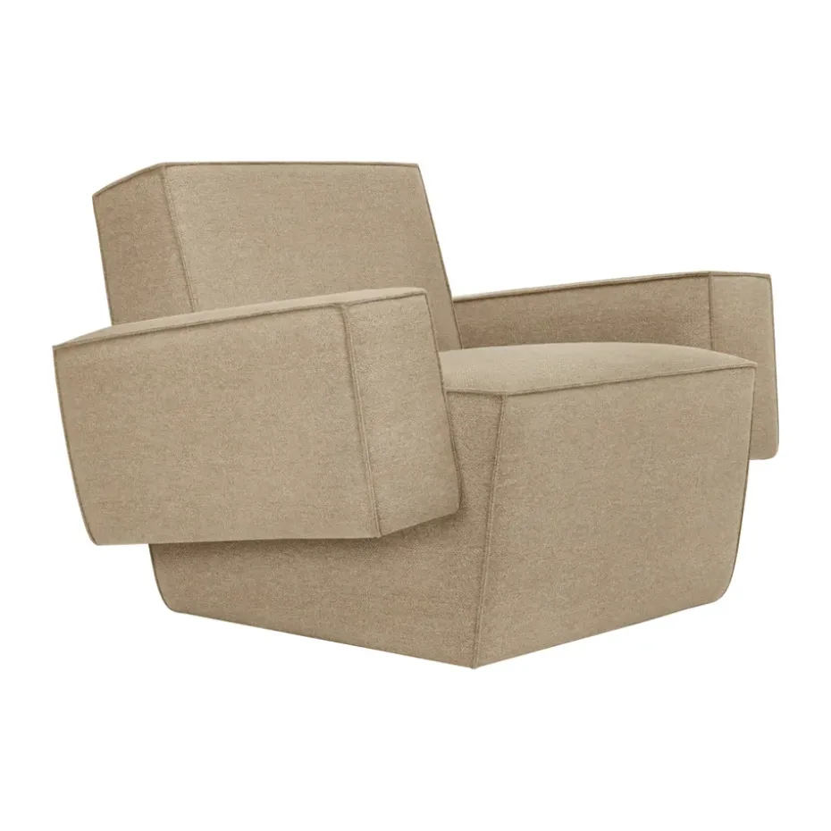 Fauteuil lounge Hunk avec accoudoirs, Beige