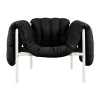Fauteuil lounge Puffy, Black leather-cream