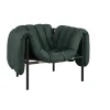 Fauteuil lounge Puffy, Dark green leather-black grey