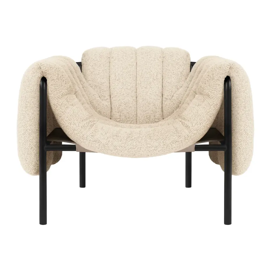 Fauteuil lounge Puffy, Eggshell-black grey