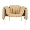 Fauteuil lounge Puffy, Sand leather-cream