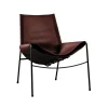 Fauteuil November, cuir moka, support noir