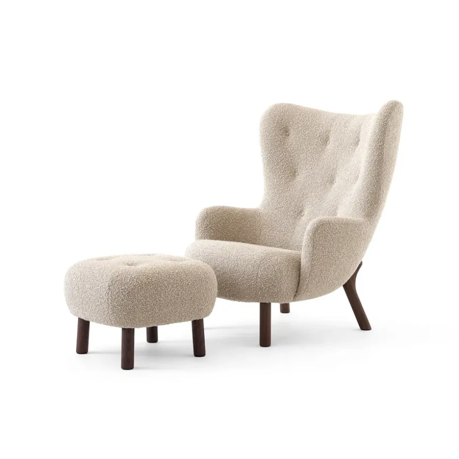 Fauteuil Petra VB3 High incl. pouf ATD1, Noix huilée-Karakorum 003