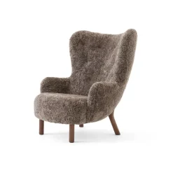 Fauteuil Petra VB3 High, Noix de Grenoble huilée-Sheepskin Sahara