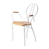 Fauteuil Pia, Structure en acier laqué blanc - chêne huilé