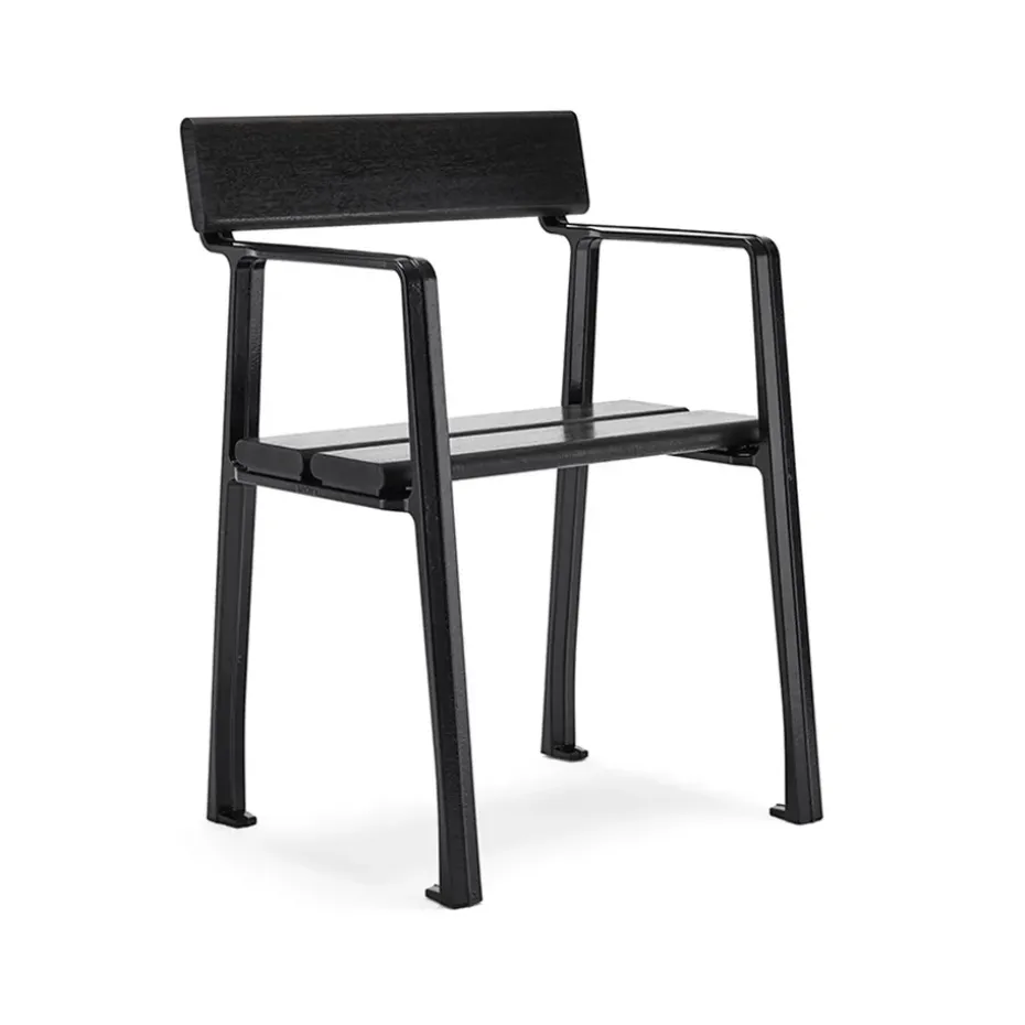 Fauteuil Piccolo, Lasure acajou noire, support noir