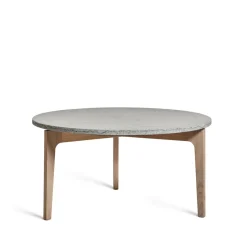 Höllviken table basse Ø80 cm, Calcaire, pieds en chêne blanc pigmenté