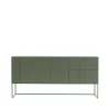 Kilt Light 180 table d'appoint, green khaki, 3 portes, 2 tiroirs