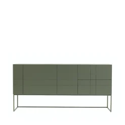 Kilt Light 180 table d'appoint, green khaki, 3 portes, 2 tiroirs