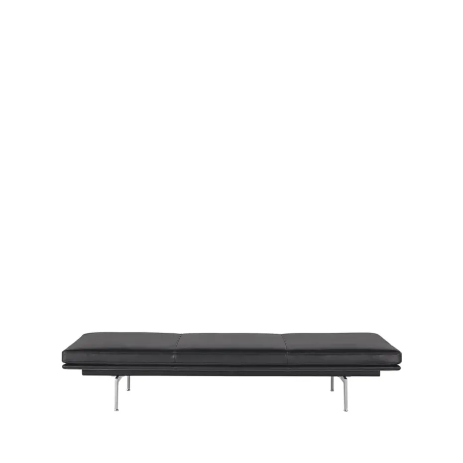 Lit de repos Outline, Refine leather black-Aluminium