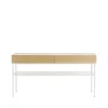 Luc 160 table console, chêne teinté blanc (p2), plateau en marbre, support white