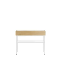 Luc 100 table console, chêne teinté blanc (p2), plateau en marbre