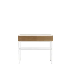 Luc 100 table console, chêne teinté noyer (p4), plateau en marbre
