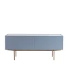 Luc Deluxe 160 table d'appoint, nordic blue, dessus en carrara, pieds p6, tiroirs