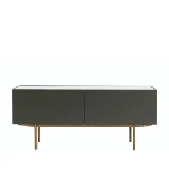 Luc Deluxe 160 table d'appoint, Taupe, dessus carrara, pieds p6, tiroirs