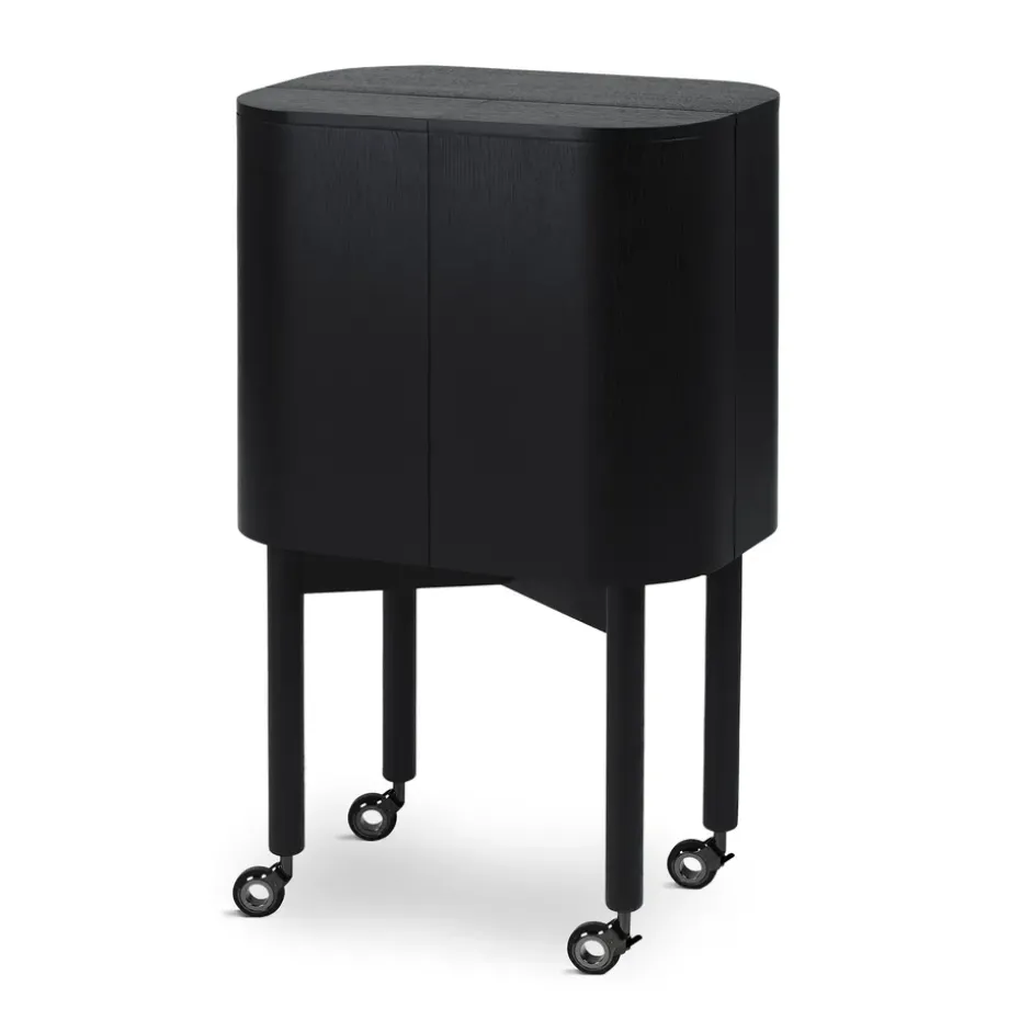 Meuble-bar Loud sur roues, Noir