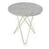 Mini table d'appoint O Tall Ø50 H50, structure en laiton, marbre blanc