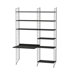 Montant d'étagère String, noir, 200x30 cm, lot de 2
