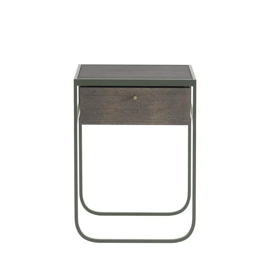Nati Tati Drawer table de chevet, green khaki, chêne fumé