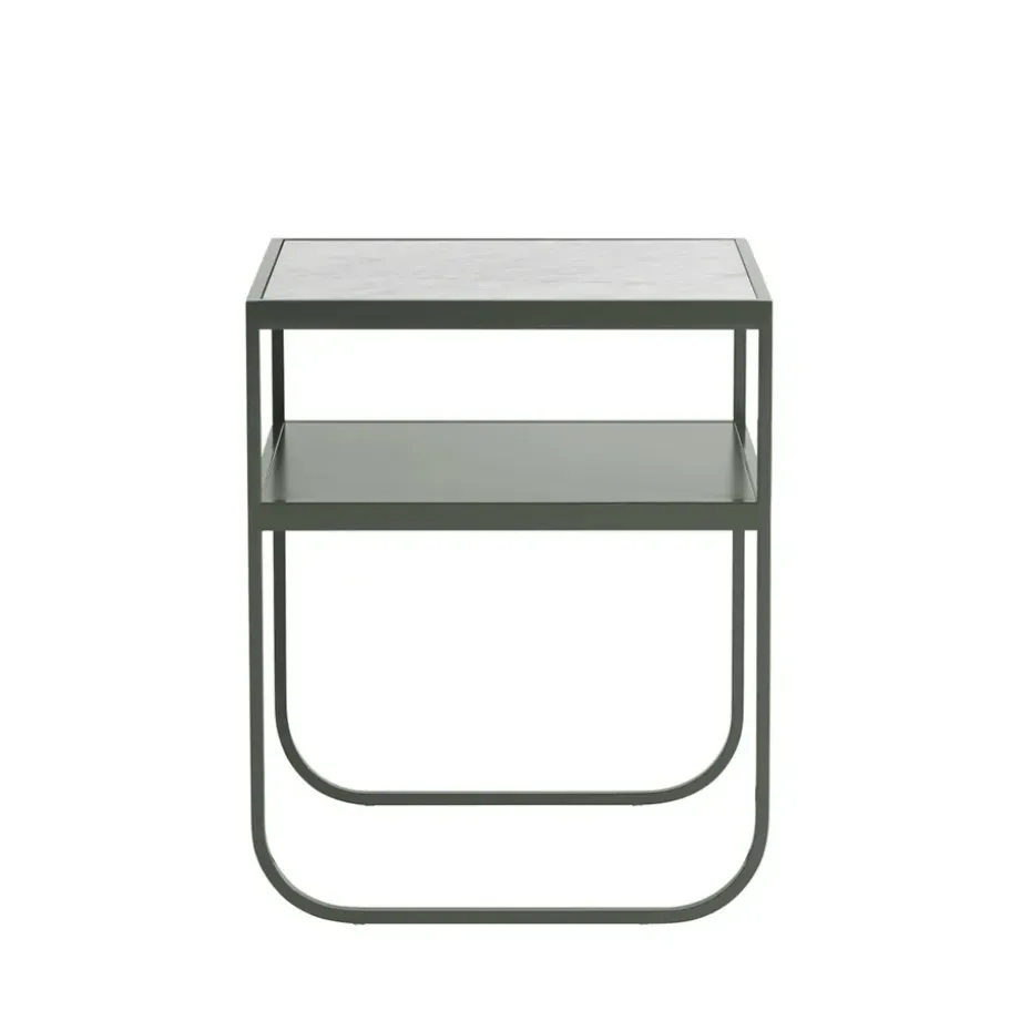 Nati Tati table de chevet, marbre blanc, support green khaki