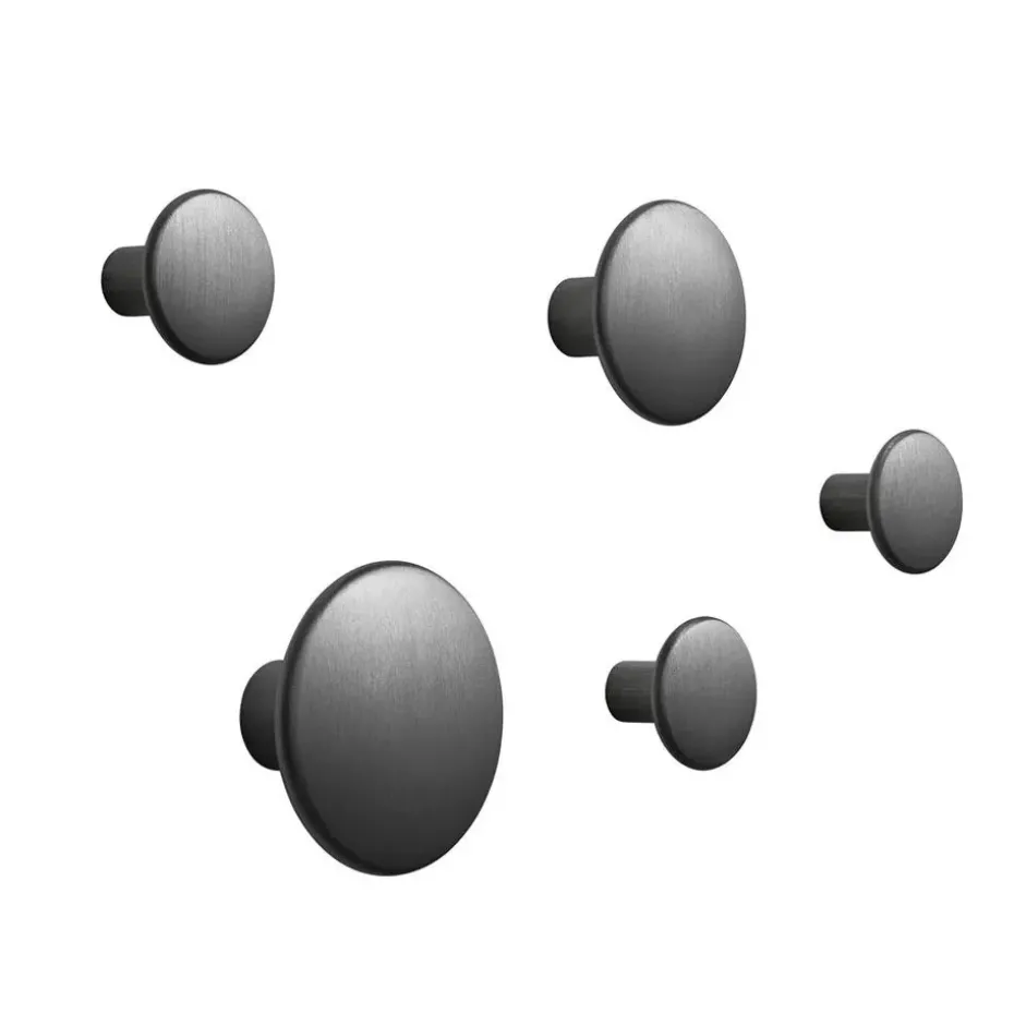 Patère The Dots métal lot de 5, noir
