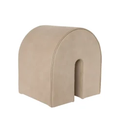Pouf Curved, cuir light brown