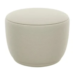 Pouf Kuon Ø48x45 cm, Boucle beige