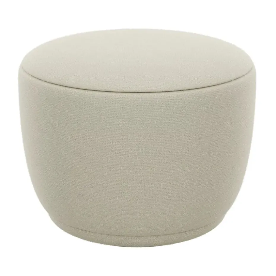 Pouf Kuon Ø48x45 cm, Boucle beige