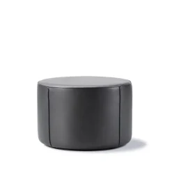 Pouf Mono, Cuir Omni 301 noir-Ø55 cm