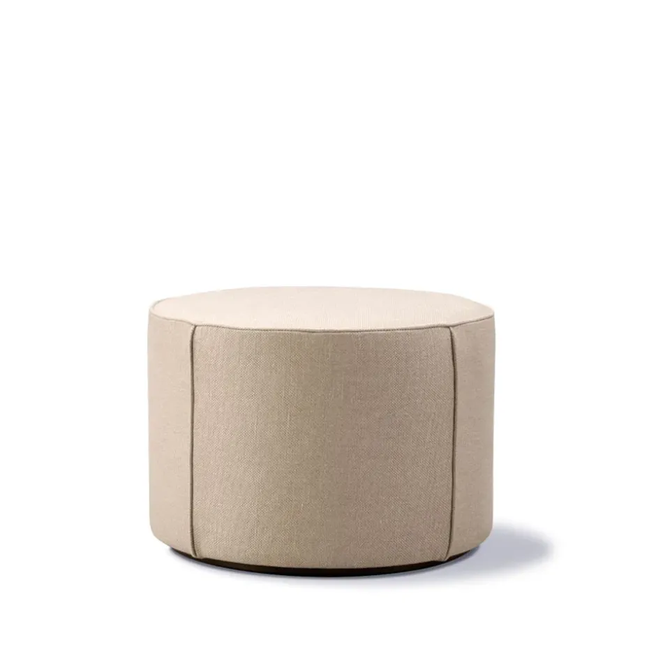 Pouf Mono, Grand Linen beige-Ø55 cm