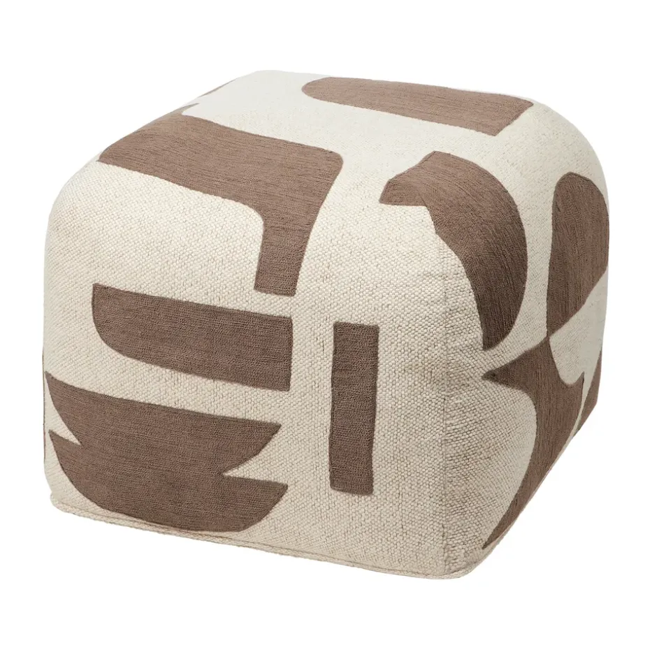Pouf Mundo 38 cm, Kangaroo brown-off white