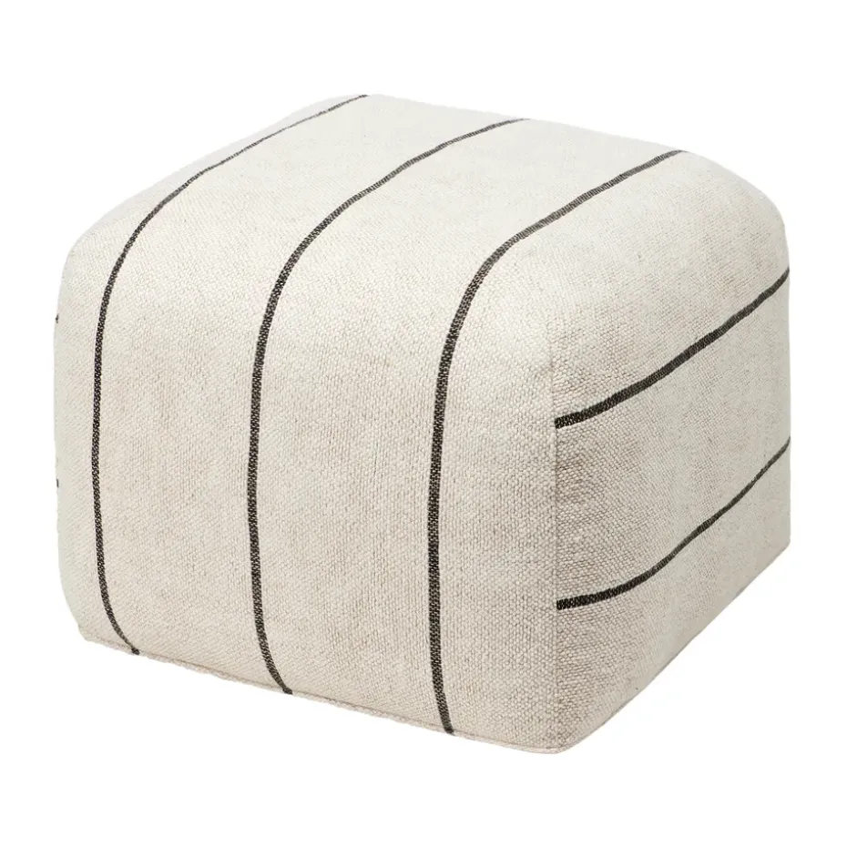 Pouf Sigrid, Light beige-black, 50x50 cm