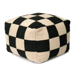 Pouf Square 50x50 cm, Noir-naturel