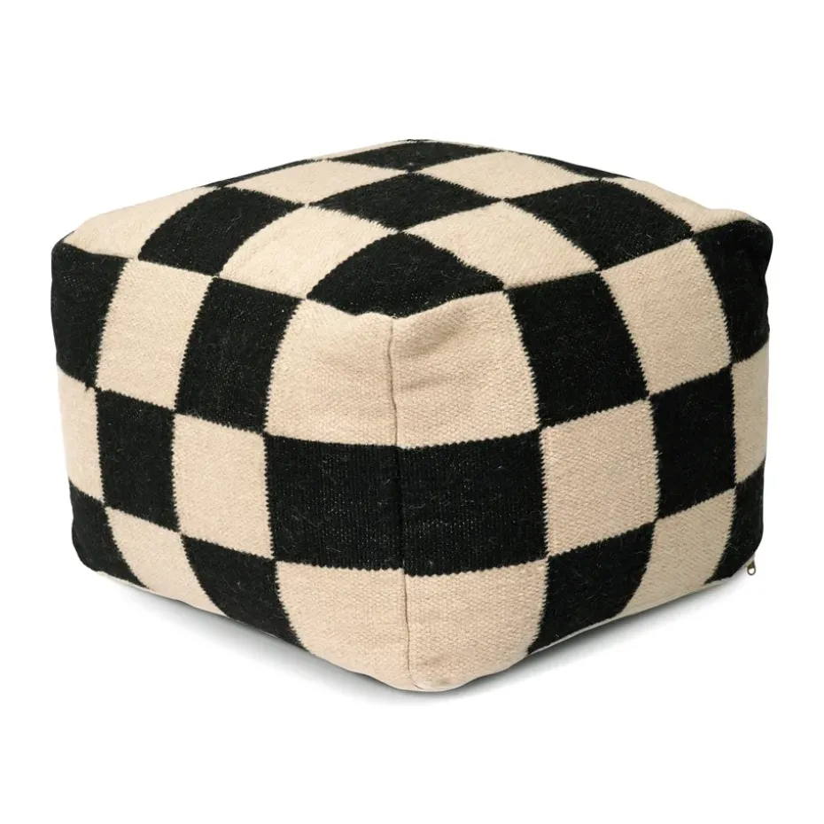 Pouf Square 50x50 cm, Noir-naturel