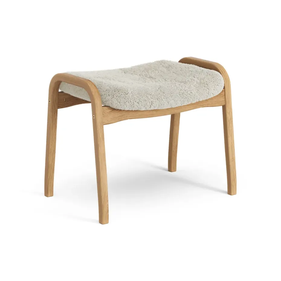 Repose-pieds Lamino chêne huilé/peau de mouton, Moonlight (beige)