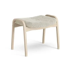 Repose-pieds Lamino chêne pigmenté blanc/peau de mouton, Moonlight (beige)