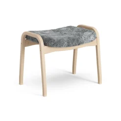 Repose-pieds Lamino hêtre laqué/peau de mouton, Scandinavian Grey (gris)