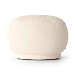 Siège pouf Rico, Laine bouclée blanc cassé