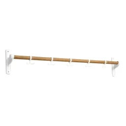 Support mural avec crochets Nostalgi 100 cm, Bambou-blanc