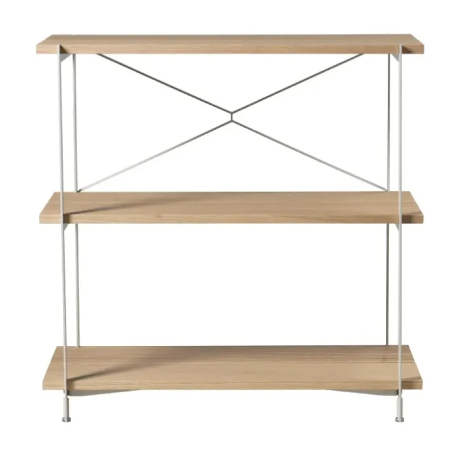 Système d'étagères A91 Nordhavn, Oak nature lacquered Silk Grey LS