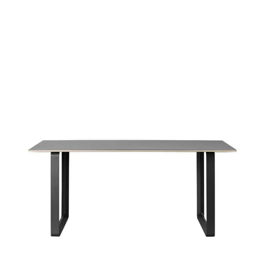 Table à manger 70/70 170x85 cm, Black linoleum-Plywood-Blackn