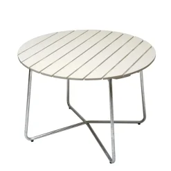 Table à manger 9A, Chêne laqué blanc Ø100 cm