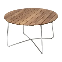 Table à manger 9A, Teck-structure en acier avec galvanisation à chaud Ø120 cm