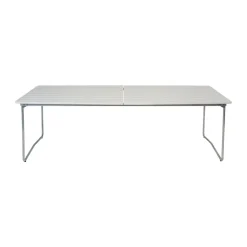 Table à manger B31, Chêne laqué blanc - pieds galvanisés