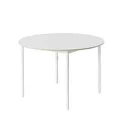 Table à manger Base ronde Ø110 cm, White laminate-Plywood-White