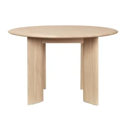 Table à manger Bevel Ø117 cm, Chêne blanchi à l’huile